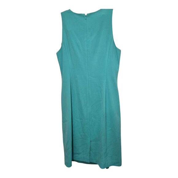Ann Taylor dress womens size 8 blue green flutter sleeve church career sheath - Picture 2 of 9